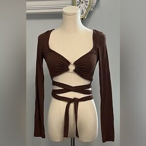 NWT Brown Princess Polly Corey Long Sleeve Top Size 2
